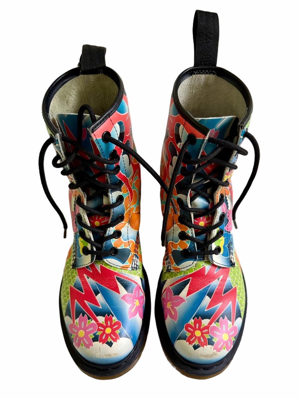 Dr. Martens 1460W Psych Tattoo Leather Strap Pascal‎ Combat Boots Women’s Size 9 - Picture 3 of 15